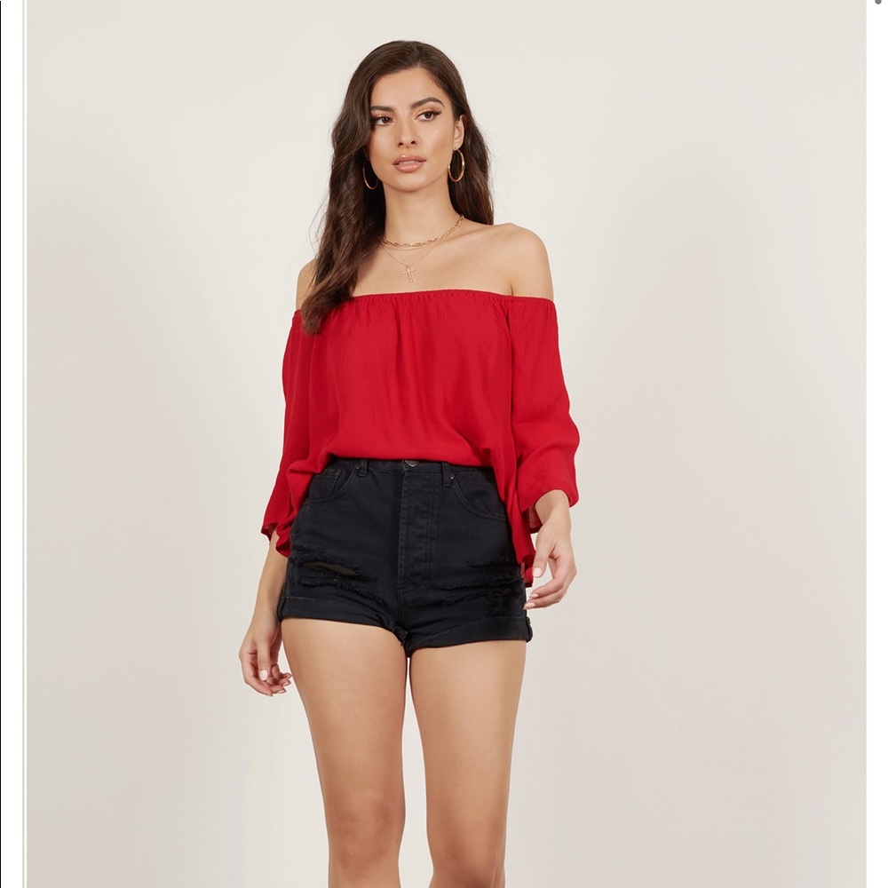 Red off the shoulder top